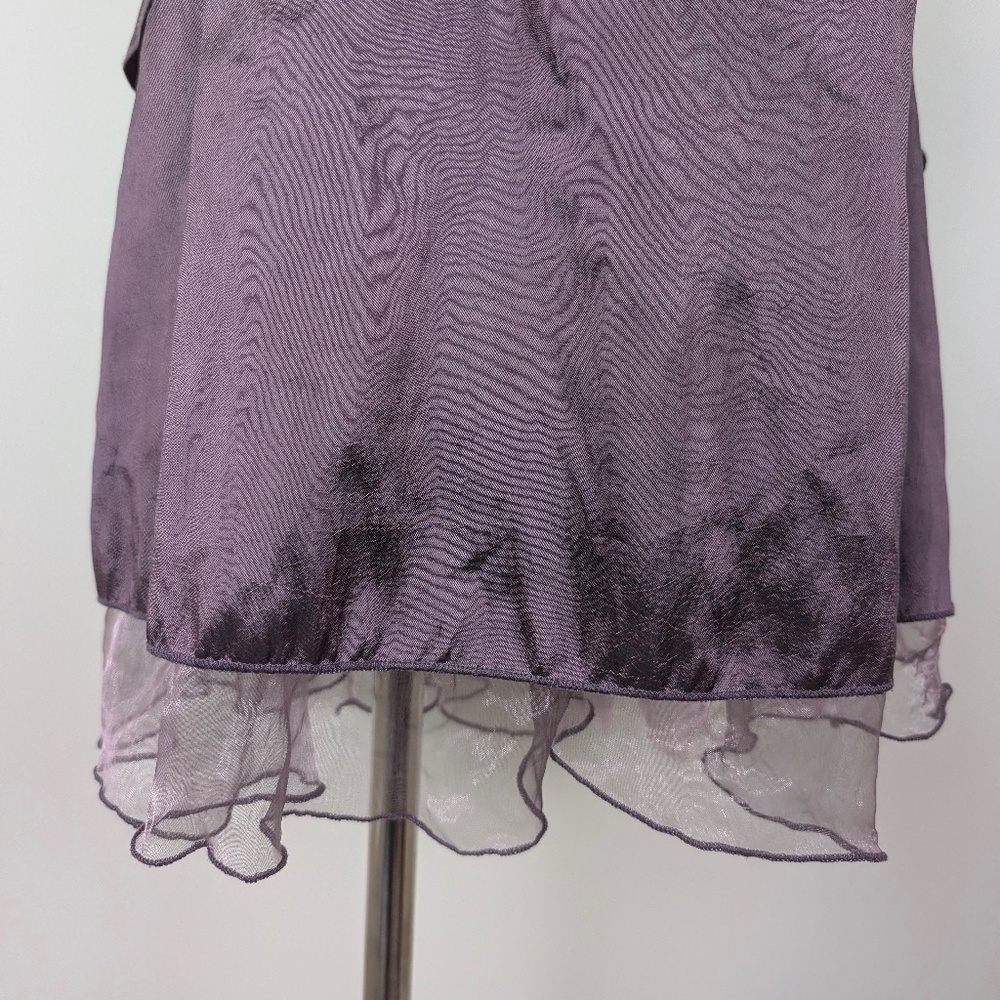 Vintage Purple Asymmetrical Ruffle Satin Dress - Picture 5 of 14